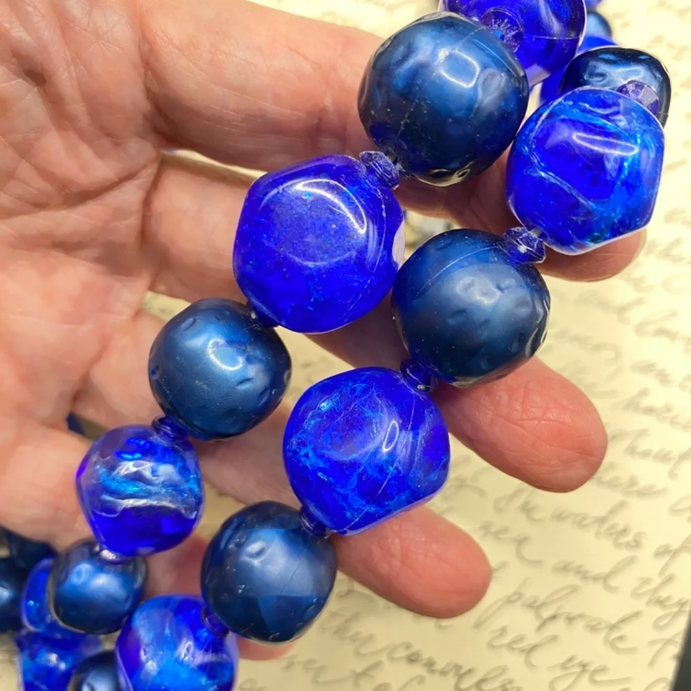 Jewelry | Vintage Cobalt Blue Layered Statement Necklace Acrylic ...